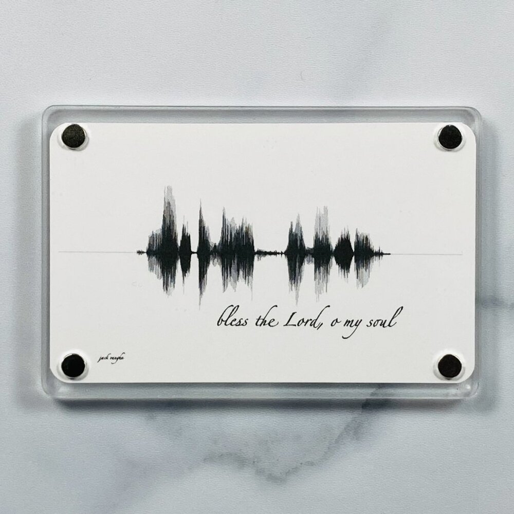 NEW Bless The Lord Soundwave Acrylic Magnet 2.36x3.54in Black White Christian